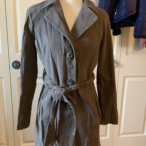 Brown micro-chord trench coat